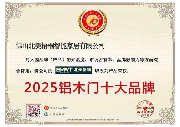 BMWT北美梧桐：2025中国铝木门十大品牌的闪耀之星 
