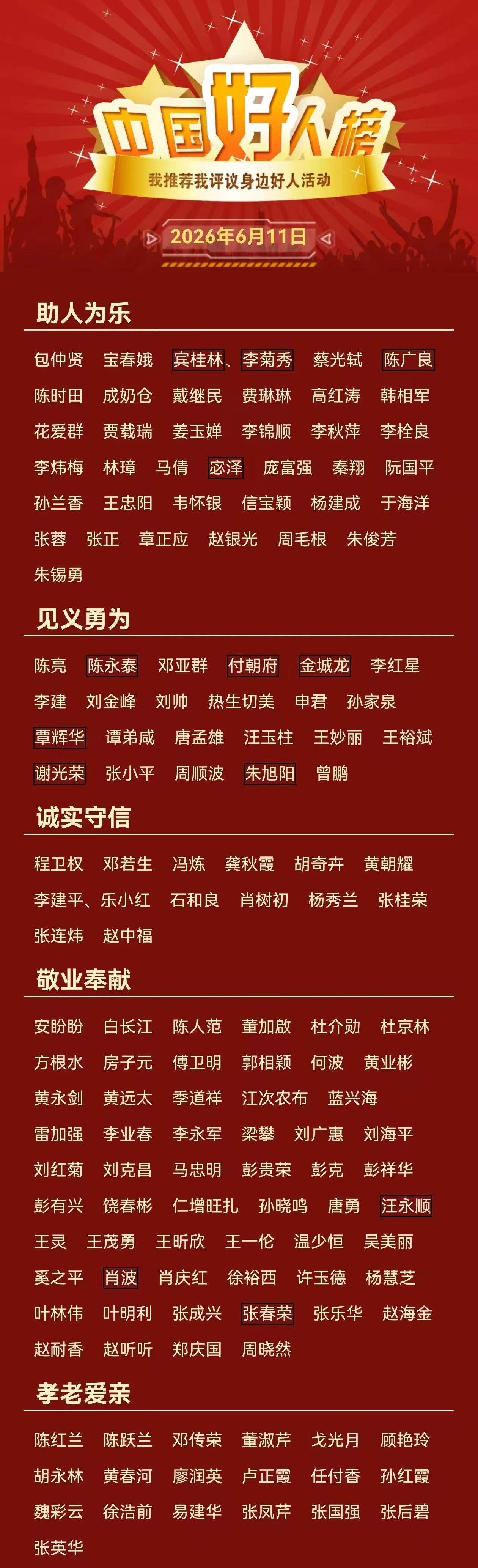 2026年第一批“中国好人榜”发布