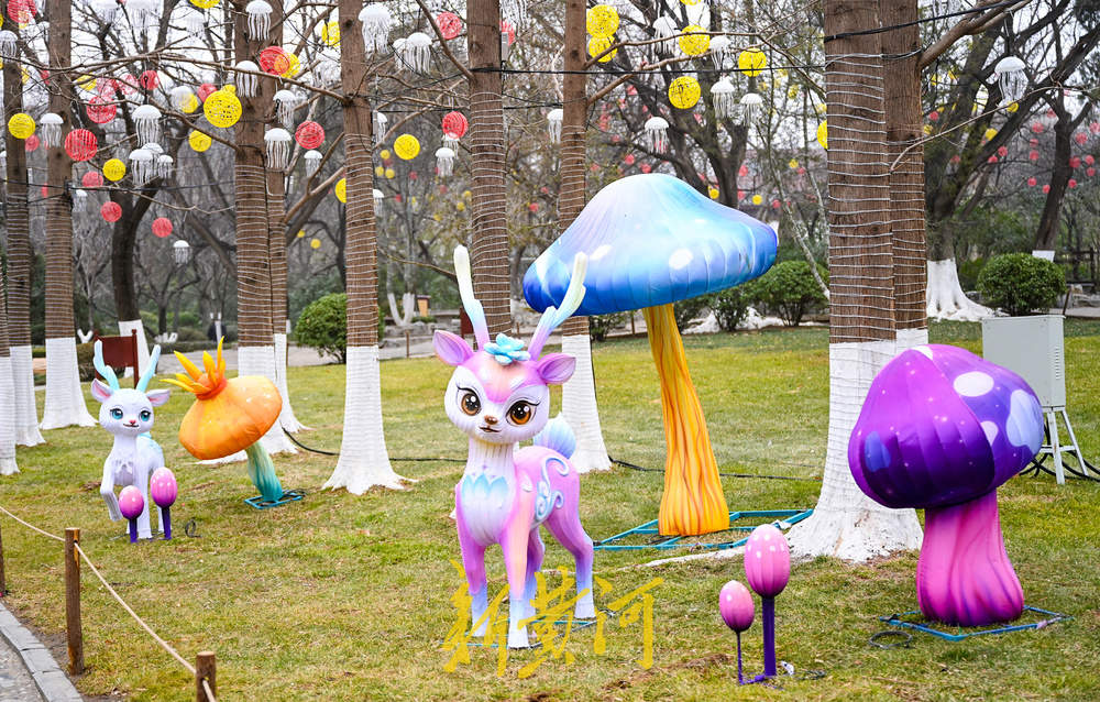 泉畔花灯璀璨迎春，秦琼主题灯组彰显历史风韵