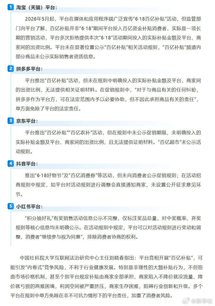 “百亿补贴”并非真百亿 多家电商平台被约谈