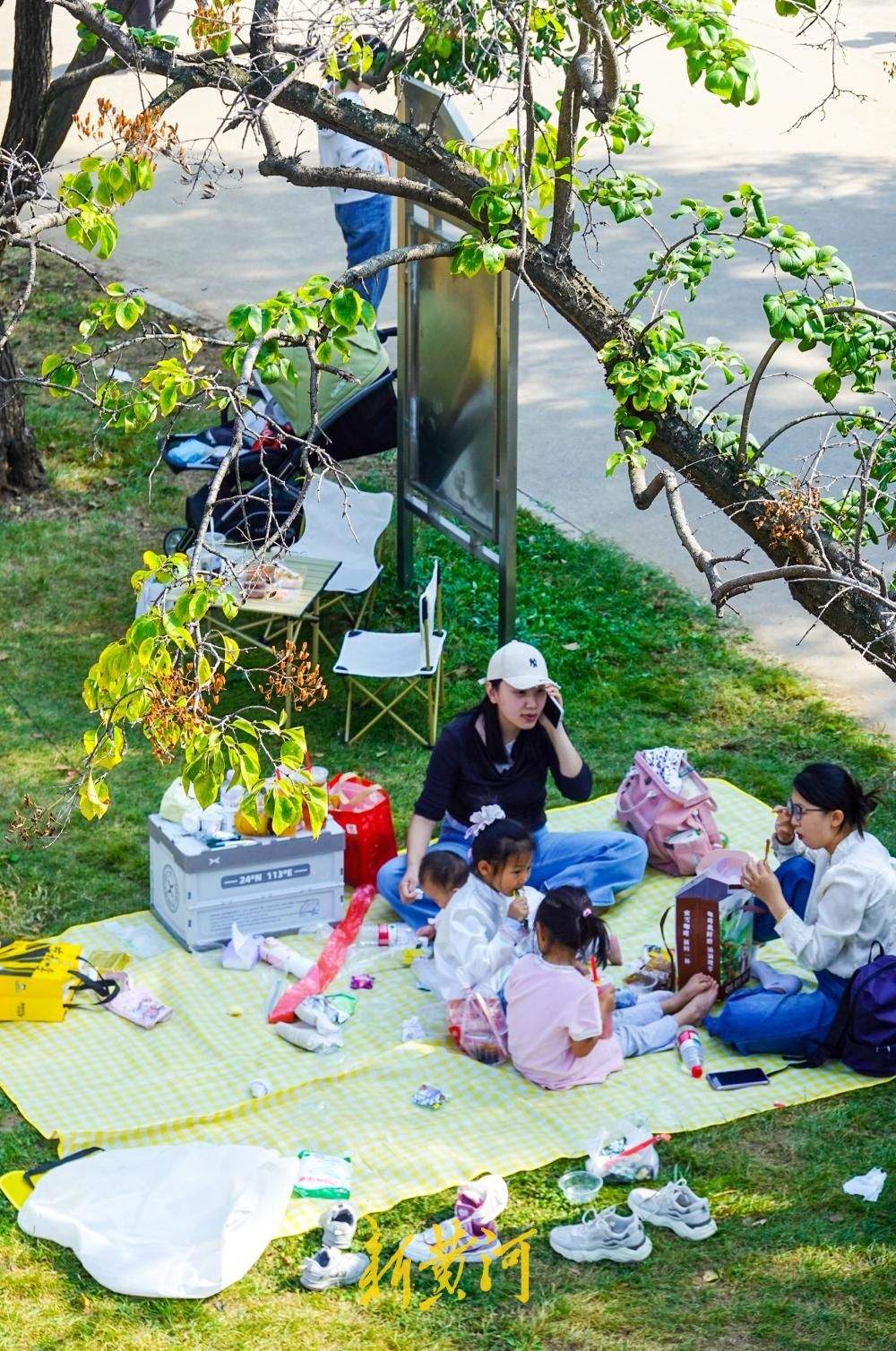 深秋济南温暖舒适，泉城公园帐篷吊床成“秋日乐园”