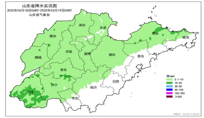 山东15市昨天至今晨出现降水,下周一再迎小到中雨局部大雨