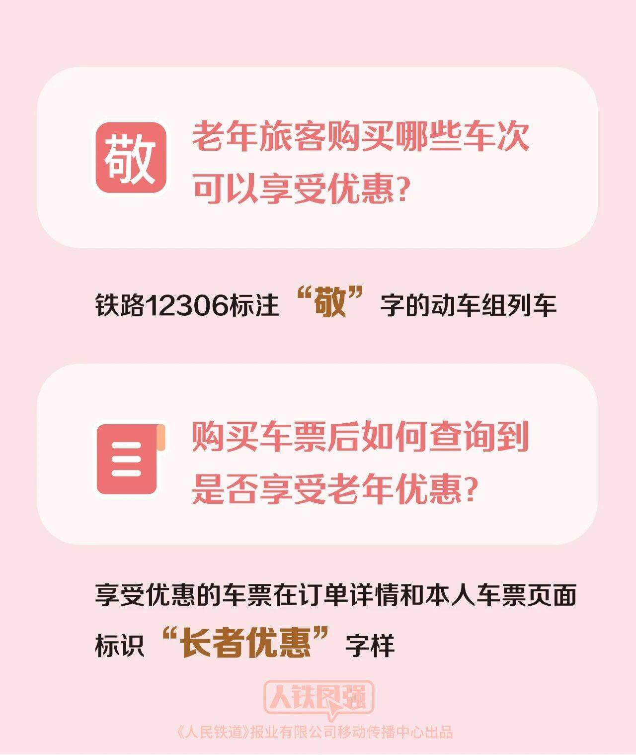 老年旅客购票有优惠 12306“敬”字票今日开售