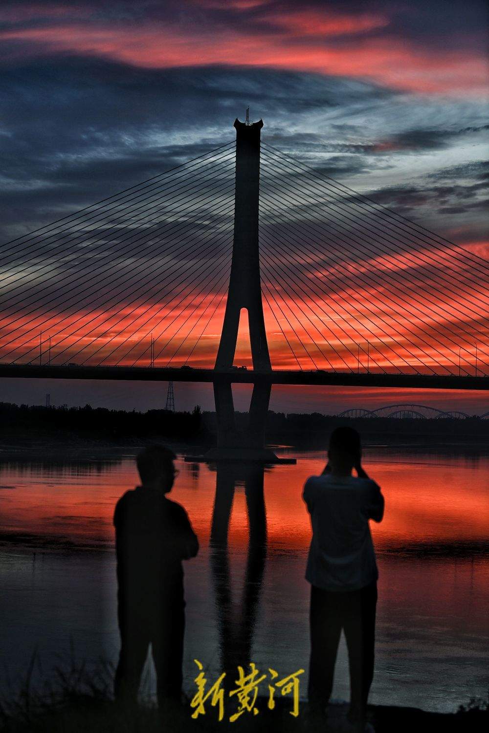 天然画卷！济南黄河岸畔现绝美晚霞