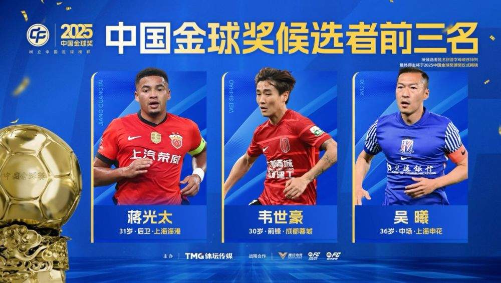 吴曦、蒋光太、韦世豪入围2025中国金球奖前三名
