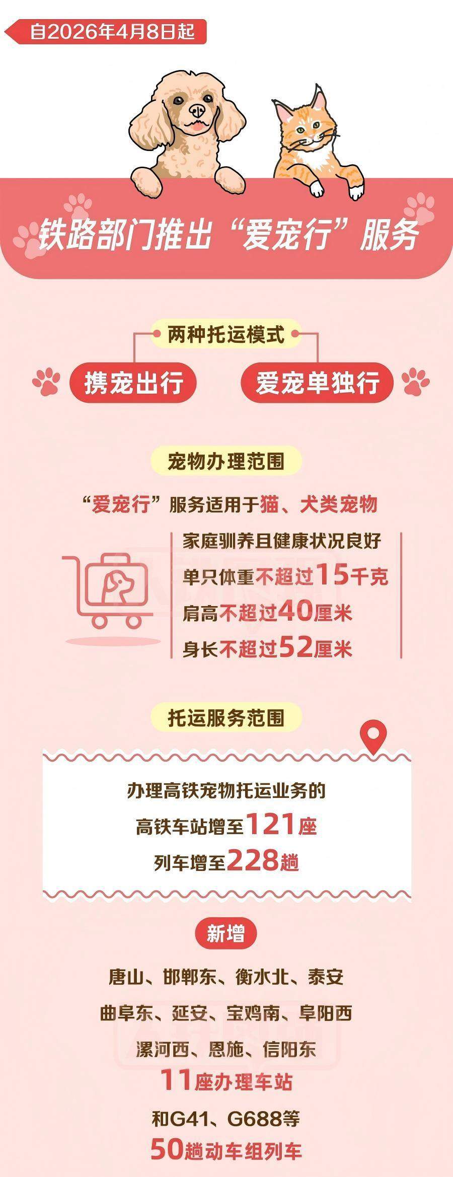 山东+2！新增11座车站50趟动车，高铁宠物托运今起优化