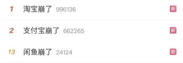 “淘宝崩了”“支付宝崩了”“闲鱼崩了”冲上热搜,客服回应