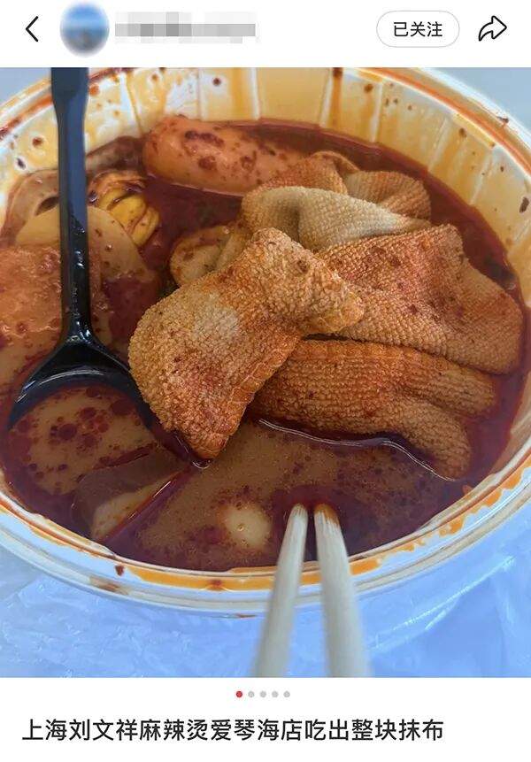 查明白了！官方通报“刘文祥麻辣烫中吃出抹布”事件：抹布为员工不慎碰入，已立案调查