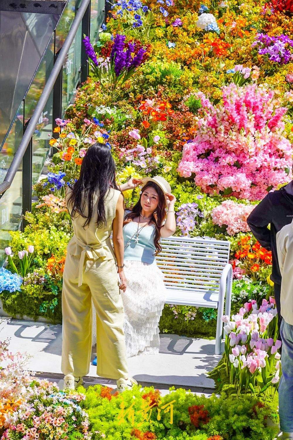 济南老商埠露天楼梯变身“彩虹花海”,网红打卡带动地下商场消费