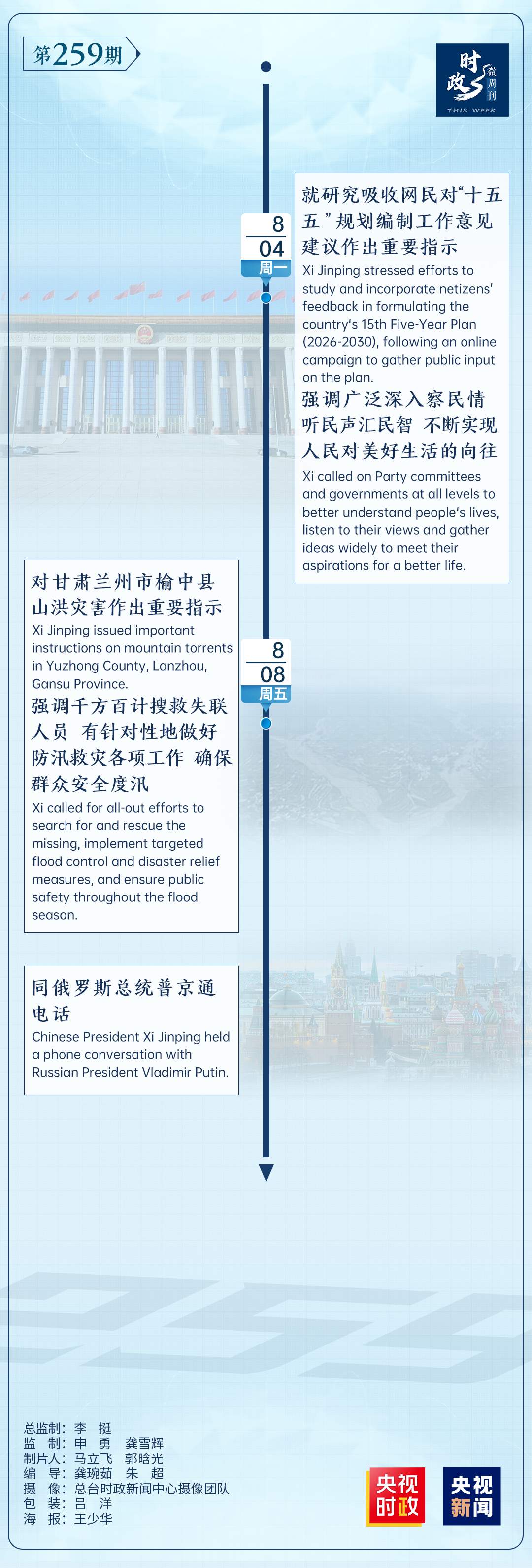 时政微周刊丨总书记的一周（8月4日—8月10日）