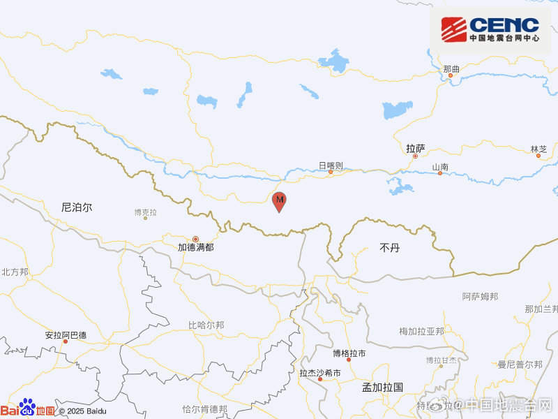 西藏日喀则市定日县发生3.2级地震 震源深度10千米