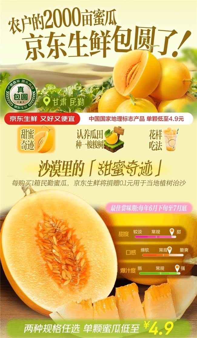 我在沙漠种下一块瓜田:京东生鲜推出“认养一亩瓜田”,24小时慢直播陪你“云养瓜”