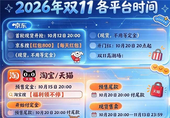 2026年双十一时间节奏公布！京东认准10月12日开始爆发！双十一活动时间、满减力度、红包申领入口更新，叠加第四批国补才是王炸！