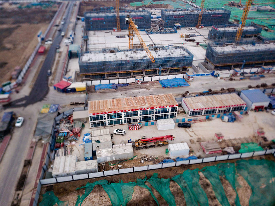 济南起步区大桥片区西部，市政基础施工进展迅速