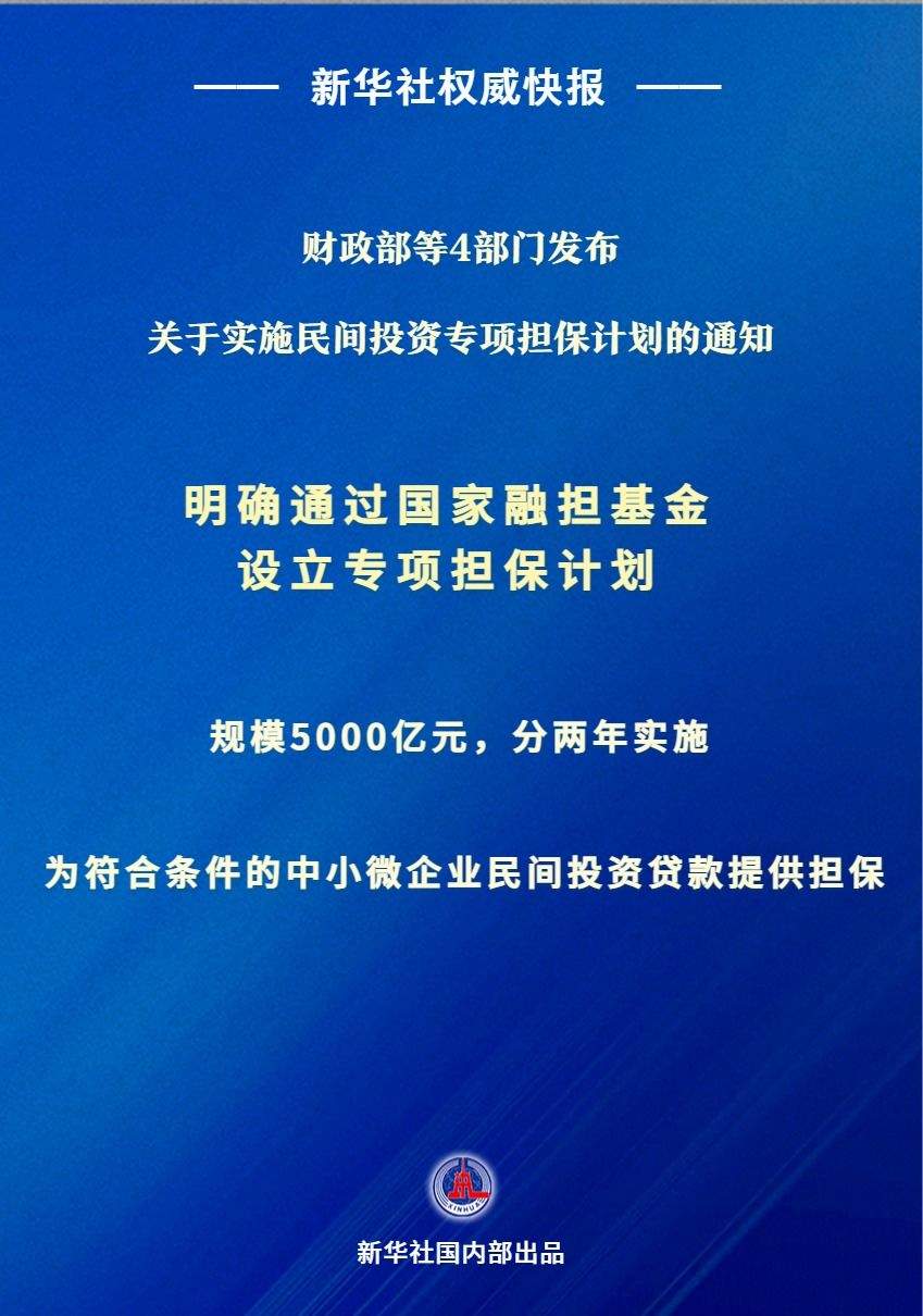 规模5000亿元！民间投资专项担保计划出台