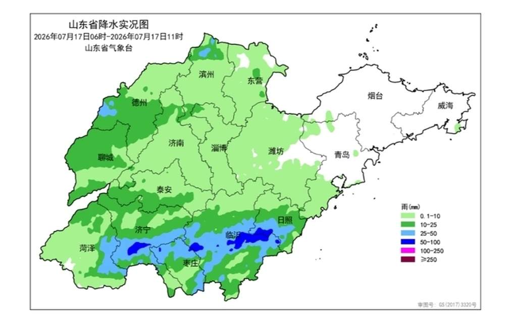 昨夜到今天中午山东14市降雨，菏泽雨量最大