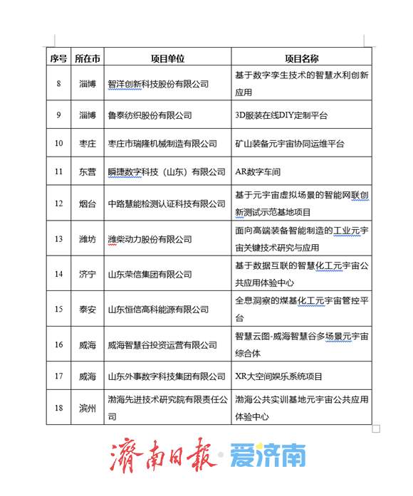 2025年度山东省元宇宙创新“名品”应用“名景”名单公布，济南9个项目上榜！