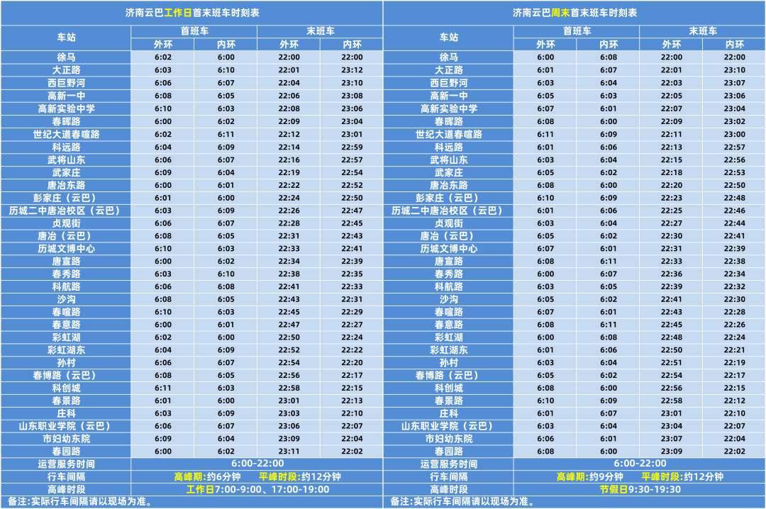 @泉城市民，济南轨道交通最新运营线路时刻表来了