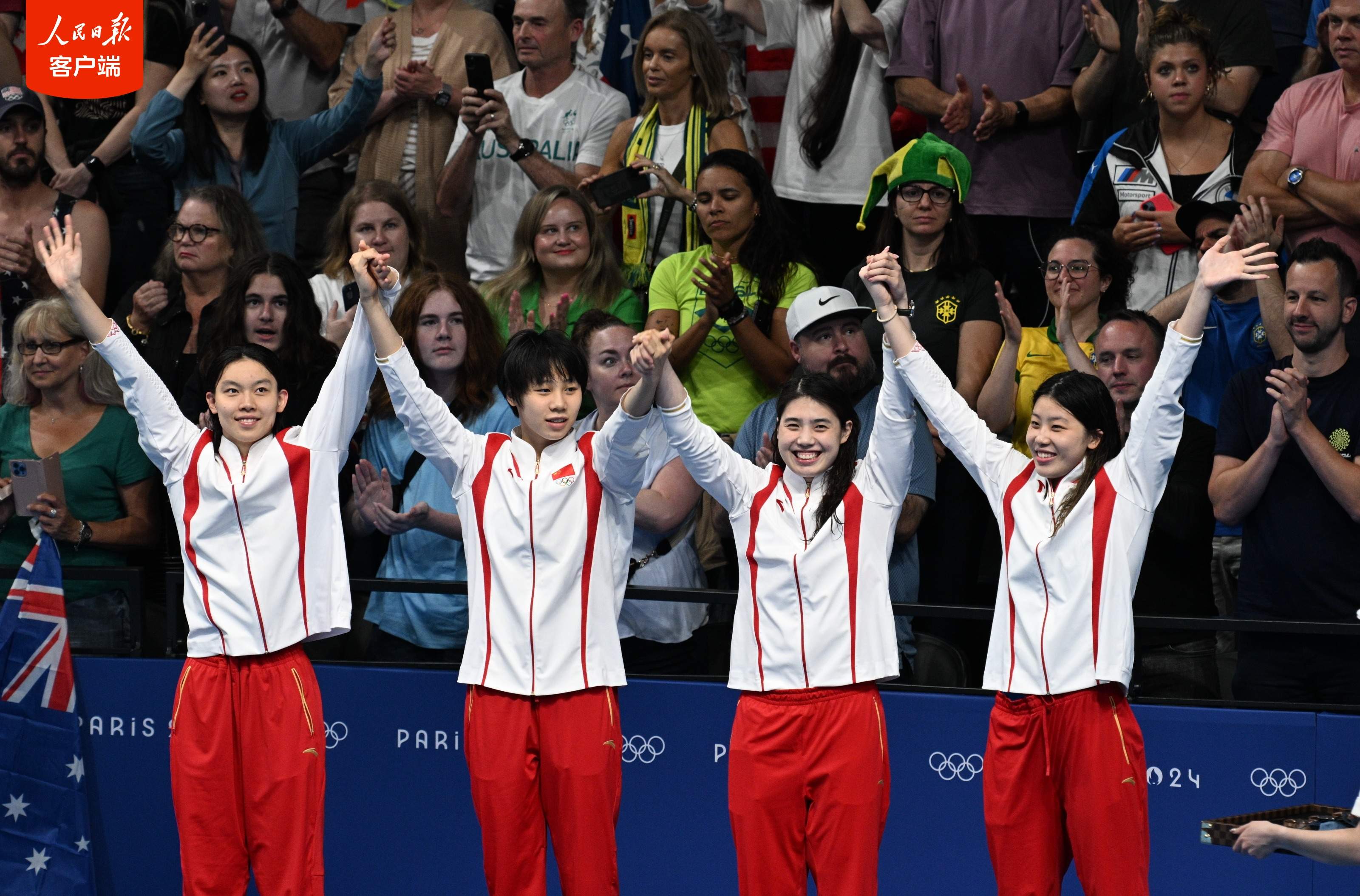 中国队获得巴黎奥运会女子4×100米自由泳接力铜牌