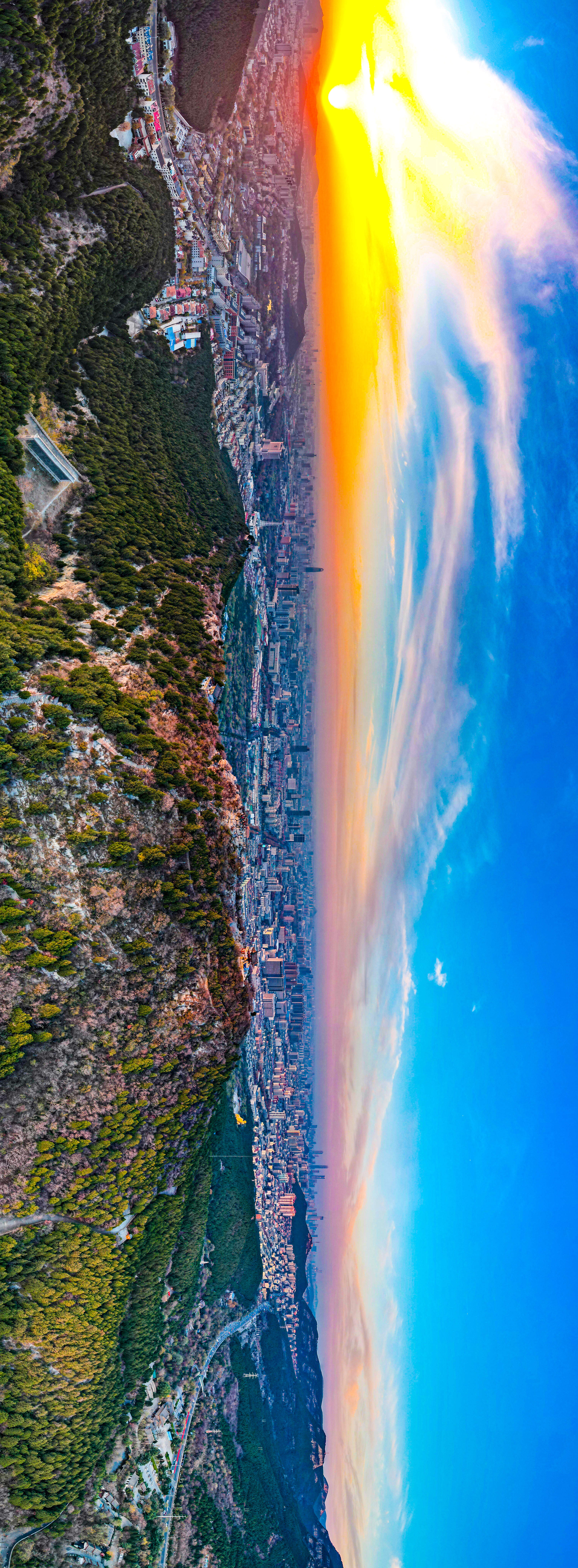 一年四季 泉在济南丨初冬千佛山绝美晚霞 落日余晖映天际