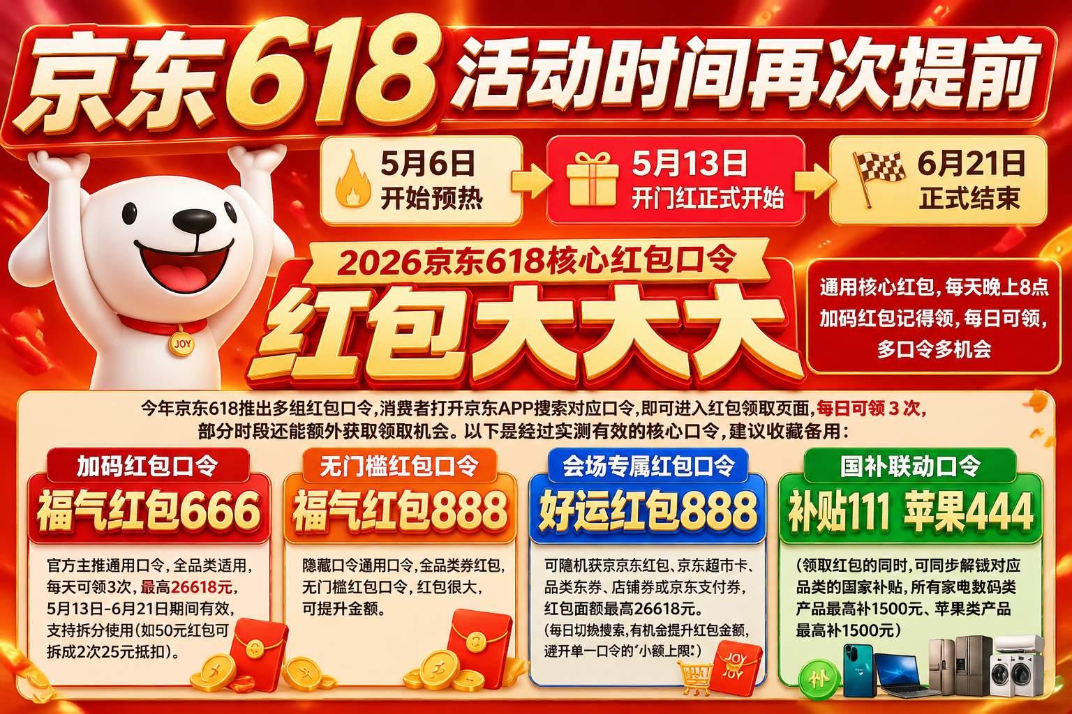2026京东618活动时间再次提前！红包、国补、满减叠加攻略来了，空调手机电脑家电苹果618这样买更划算
