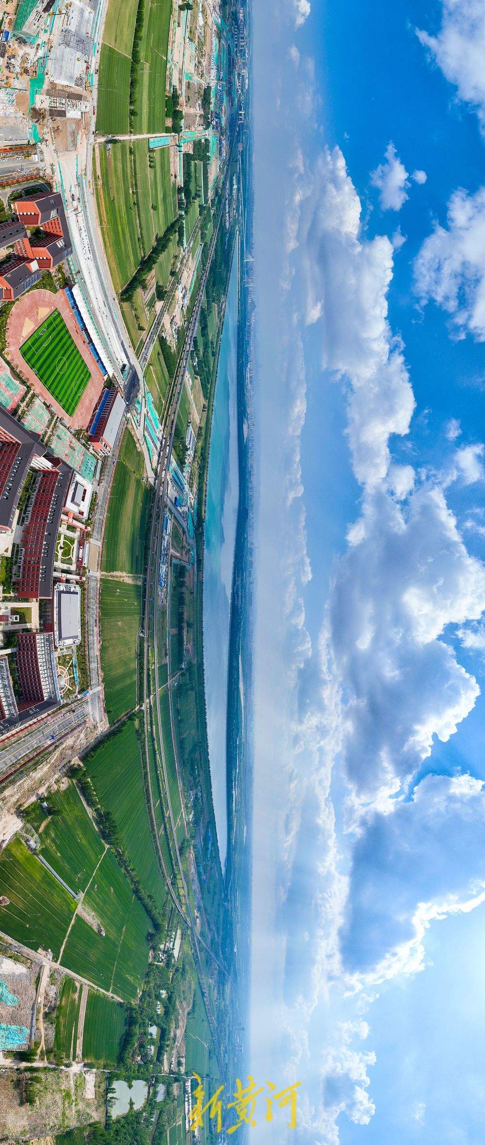 一年四季 泉在济南｜初夏雨后迎最美蓝天白云 黄河北岸俯瞰水映蓝天