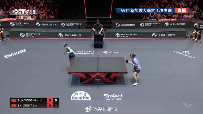 孙颖莎取得3连胜 晋级WTT新加坡大满贯八强