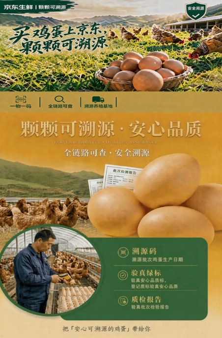 一蛋一码!京东生鲜发布“颗颗可溯源”标准,超200款安心鸡蛋扫码知源头