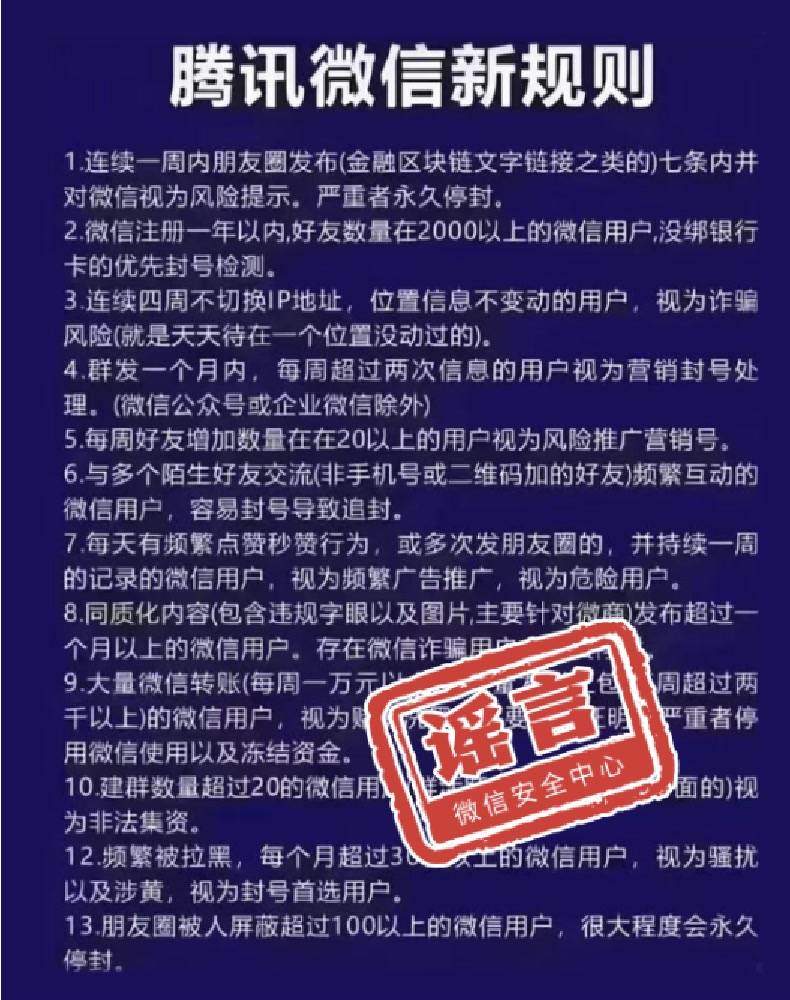 网传微信发布“新规则”，“好友太多会被封”？假的！