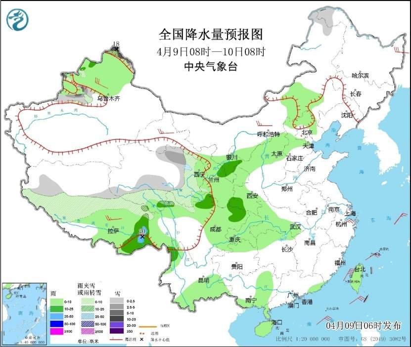 主题气候台：新疆北部和青藏高原东部有雨雪 昭质夜间南方区域降水恢复