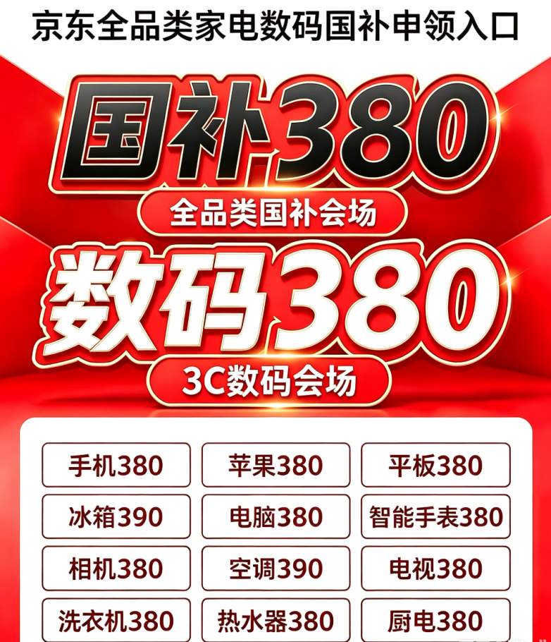 2026年8月家电3C数码以旧换新国补完整攻略！空调冰箱洗衣机电视手机电脑平板专属口令详解、官方补贴入口、平台优惠叠加细则、无门槛红包及学生会员专属福利完整汇总