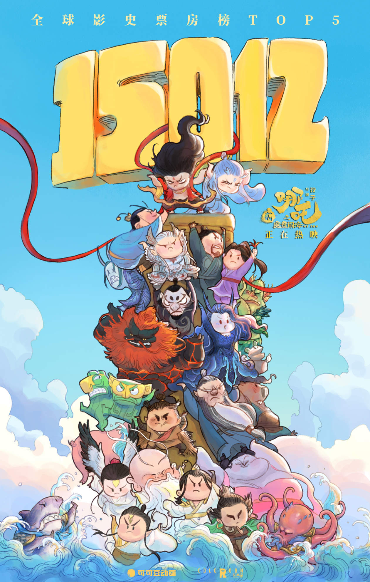 祝贺！哪吒2全员托举150亿海报