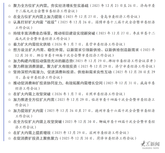 “置顶”内需主导，四大关键词读懂山东各地开年“重头戏”