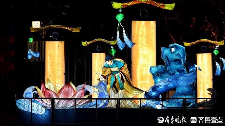 美轮美奂，天下第一泉迎春花灯会多组花灯调试亮灯