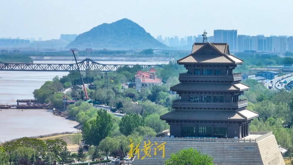 黄河两岸绿意葱茏，山桥楼阁同框绘新景