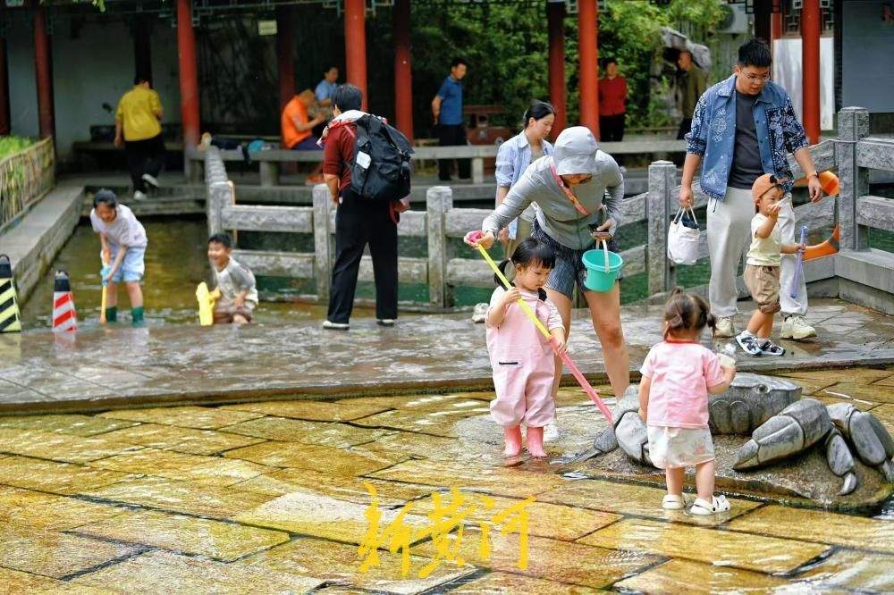 一年四季 泉在济南丨五龙潭泉畔漾凉意，孩童戏水显童真