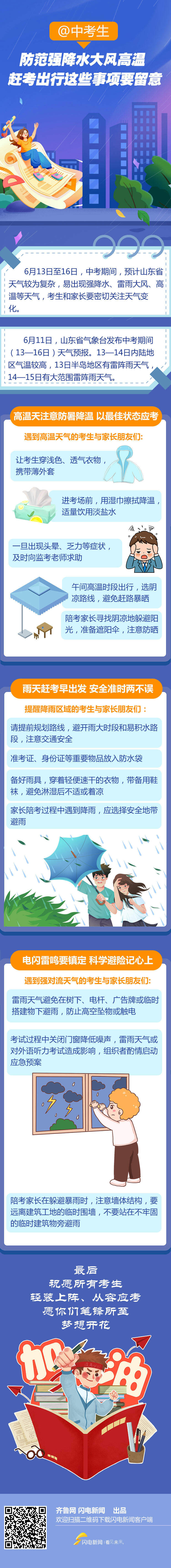 @中考生 防范强降水大风高温 赶考出行这些事项要留意
