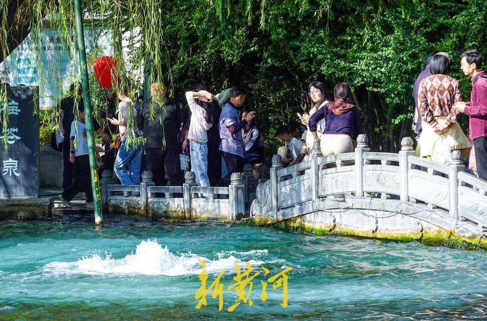 五泉齐涌如梅绽，国庆假期百脉泉公园梅花泉盛涌迎客