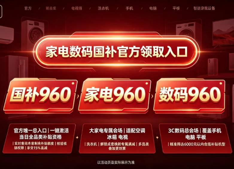 8月持续申领！2026第三批家电数码国补细则：官方最新政策解读、空调冰箱洗衣机电视/手机电脑平板/汽车补贴标准、官方15%补贴申领入口、京东淘宝优惠叠加及避坑保姆级教程