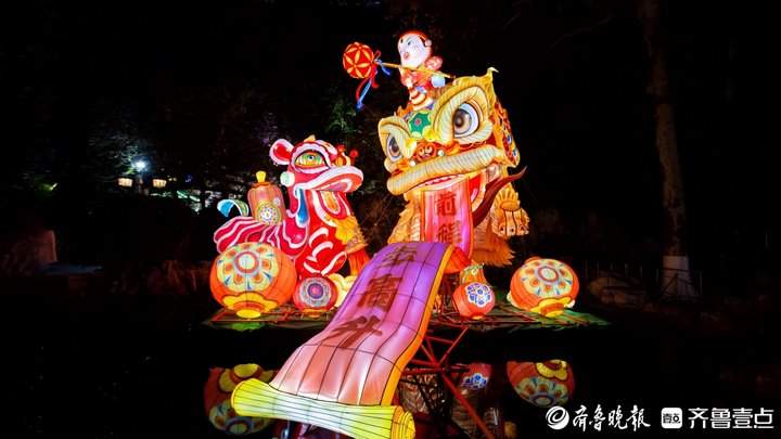 美轮美奂，天下第一泉迎春花灯会多组花灯调试亮灯