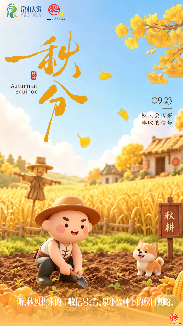 AI创意海报|今日秋分，在泉水人家的田野里，...