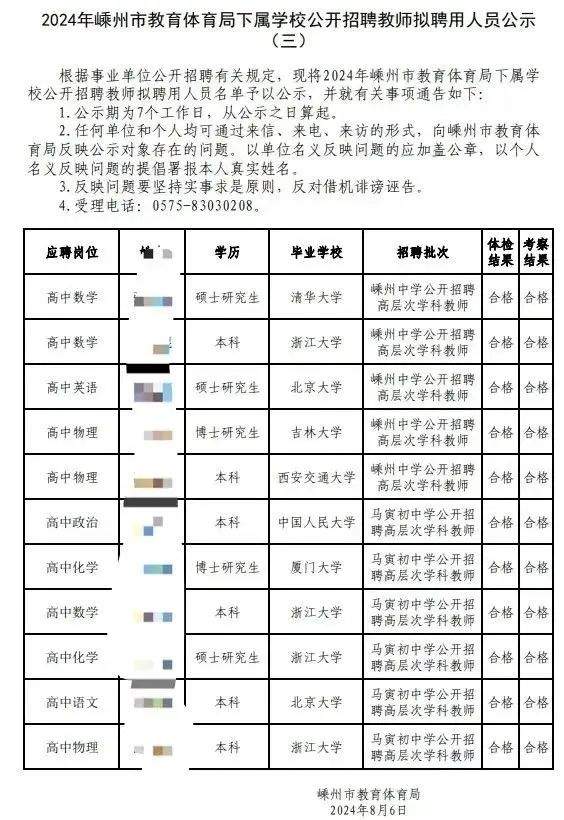 多名清北毕业生入职县级中学？当地教体局：已入职，可领大额补贴和奖金