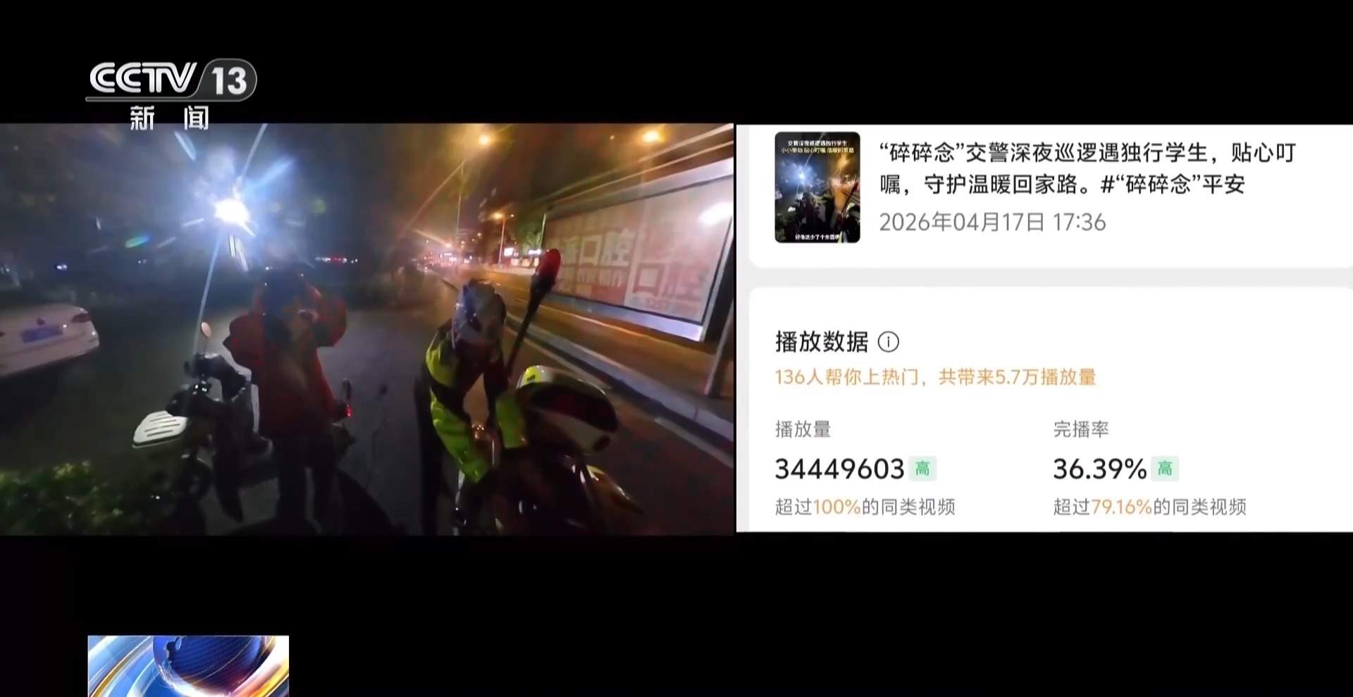 全网播放超50亿 交警“碎碎念”劝戴头盔比罚款还管用