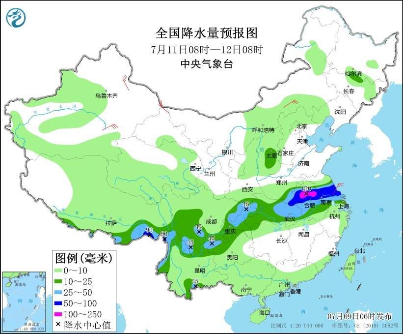 中央气象台：四川盆地至淮河流域有强降雨 江南华南等地有持续性高温天气