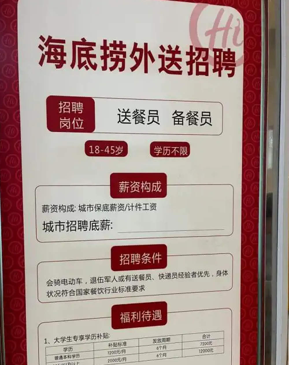 海底捞回应网传“招聘985/211学历外送员”：每年都有人投递简历，要从基层岗位做起