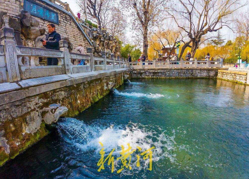 黑虎泉水位三连涨，护城河畔春意浓