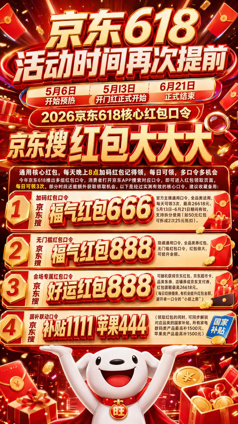 2026京东618正式确定了！京东618从5月6日开始到6月20日结束，完整时间表曝光：手机、空调、苹果、电脑这样买最省最划算，先领红包再抢国补