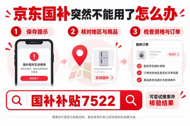 2026京东国补用不了怎么办？从资格领取到订单抵扣的完整排查指南