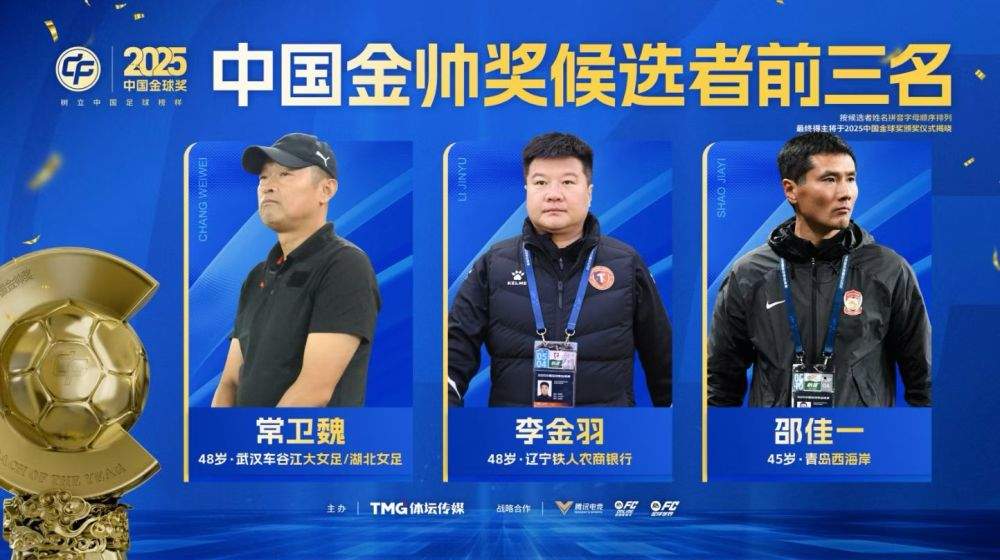 吴曦、蒋光太、韦世豪入围2025中国金球奖前三名