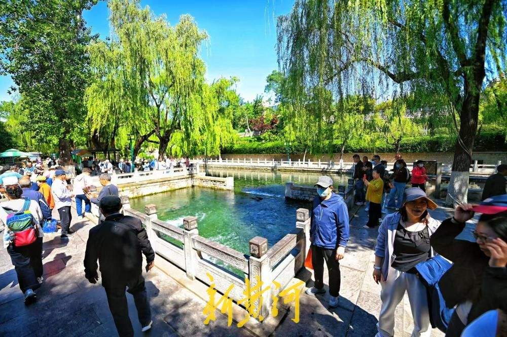 济南泉水迎入夏首涨，“黑虎啸月”引游客流连驻足